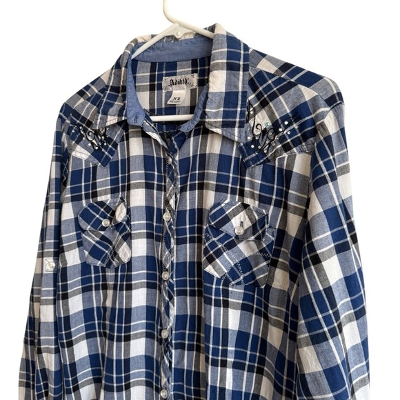 Adiktd Embellished Plaid Western Shirt, Size XL - Picture 2 of 7
